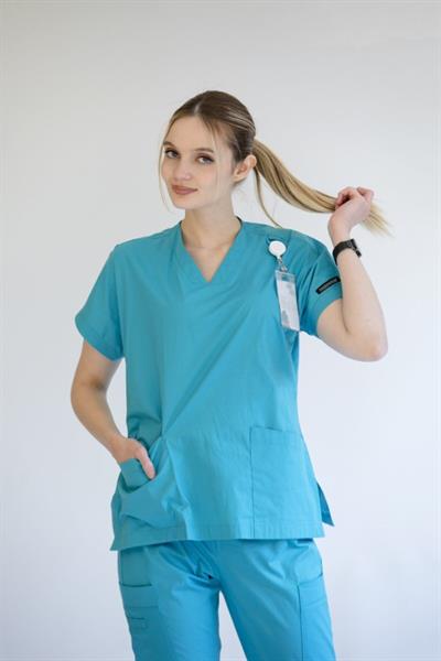 SELANİK - V Yaka Jogger Doktor Hemşire Cerrahi Takım - Turkuaz Yeşili