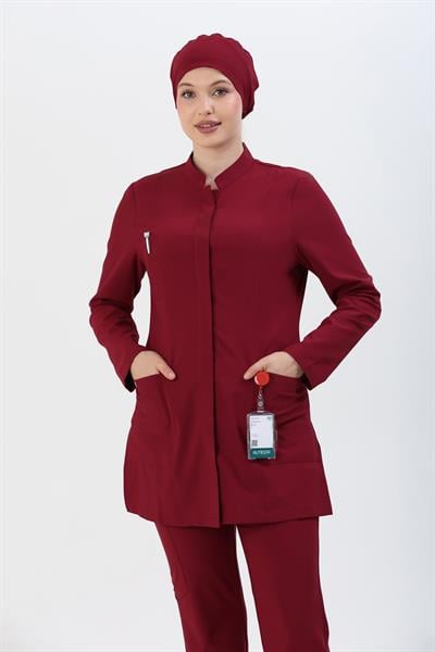 Premium ZAYAH Cerrahi Tesettür Üst - Bordo