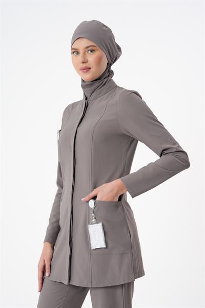Premium ZAYAH Cerrahi Tesettür Üst - Gri
