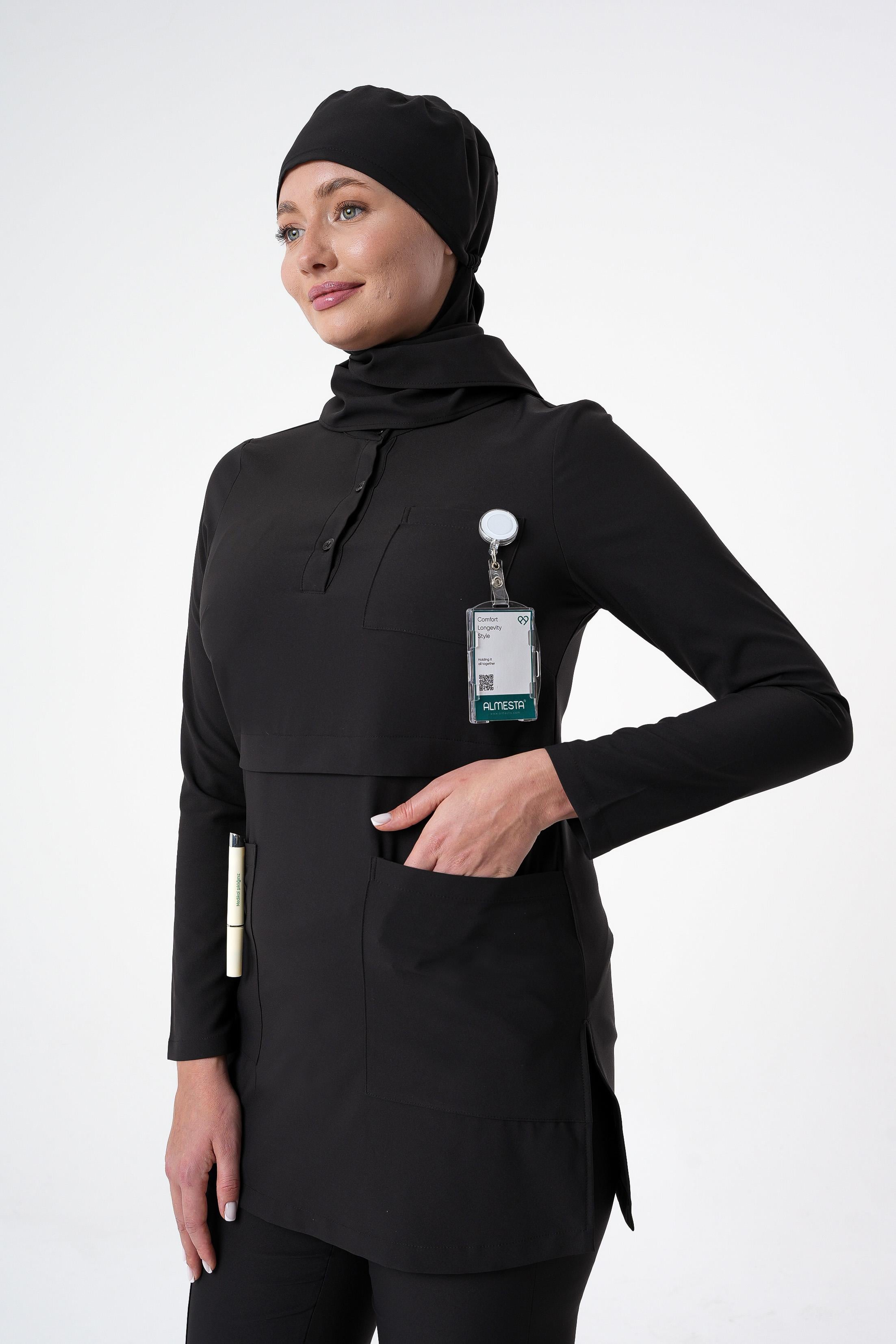 LULU Cerrahi Tesettür Üst - Siyah