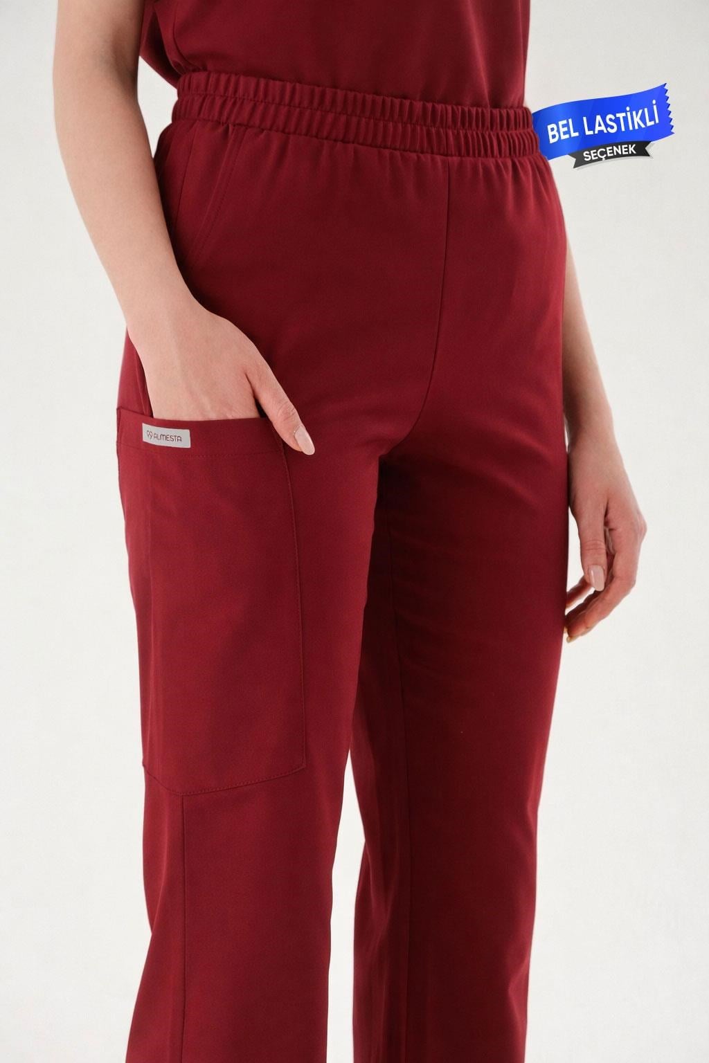 Premium AGNES Cerrahi Pantolon - Bordo