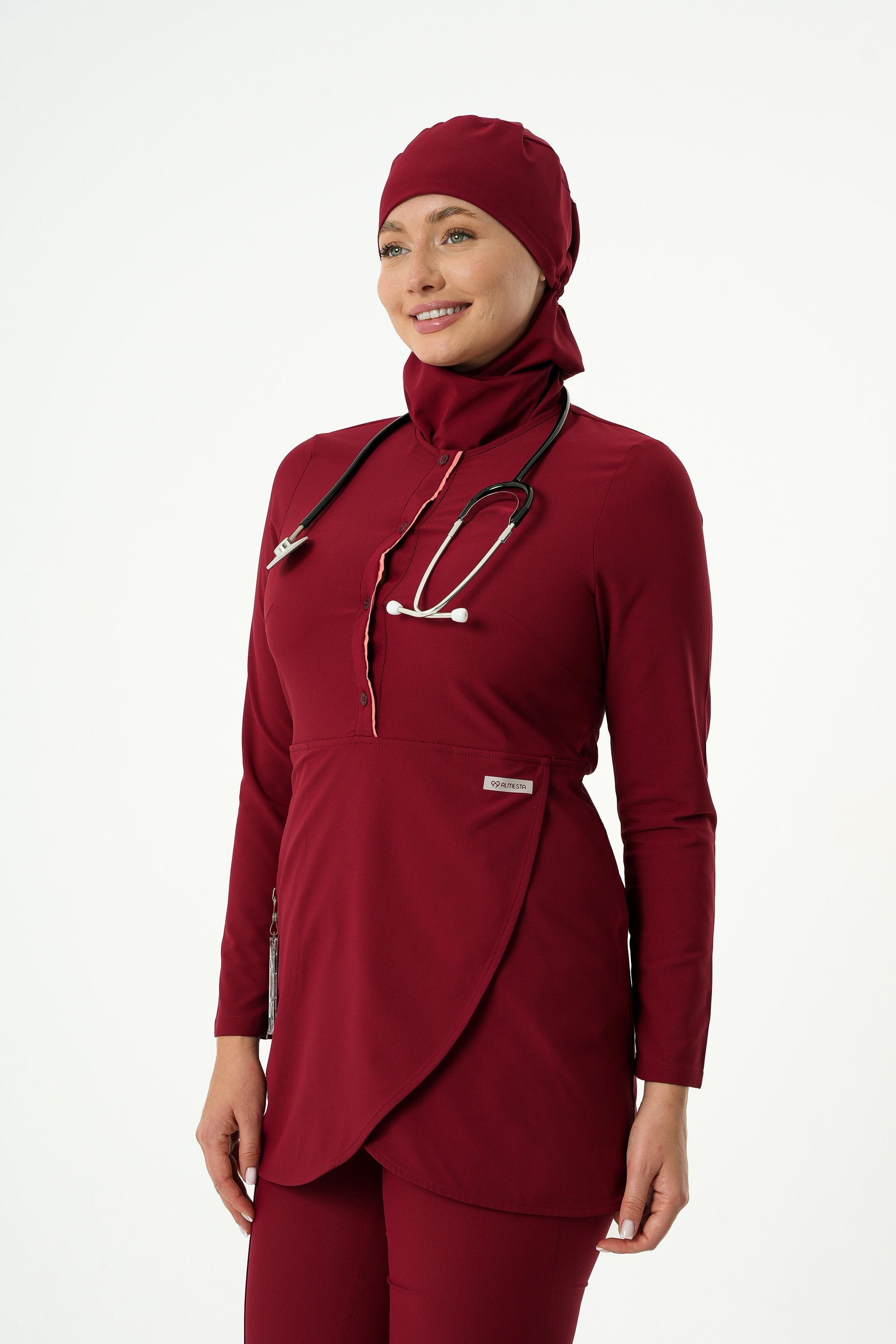 SENNA Cerrahi Tesettür Üst - Bordo
