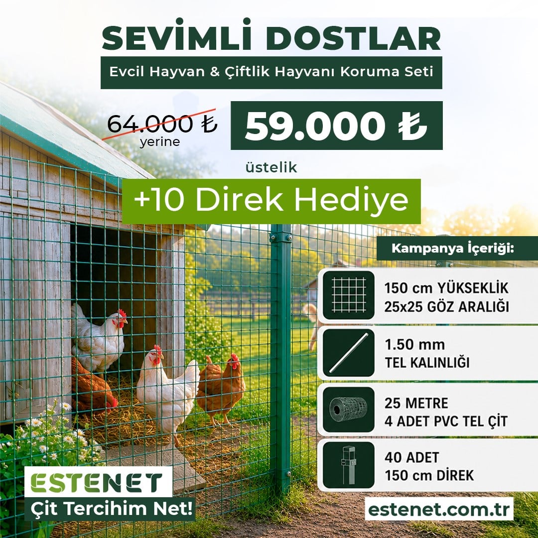 Punta Kaynaklı Tel Çit Paketi - Kümes Hayvanı Çiti