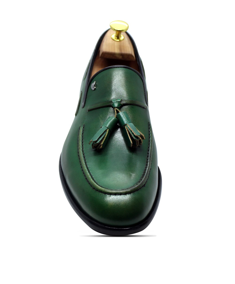 Hakiki Antik Deri Klasik Yeşil Erkek Ayakkabı 33543