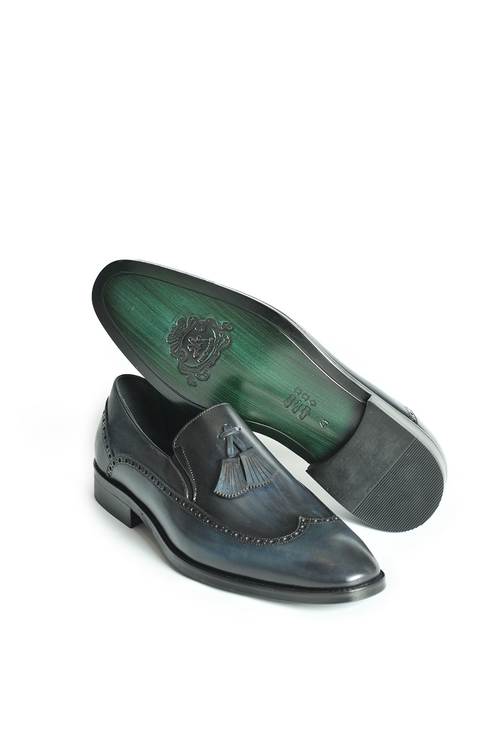 El Yapımı Lacivert Püsküllü Loafer Erkek Ayakkabı
