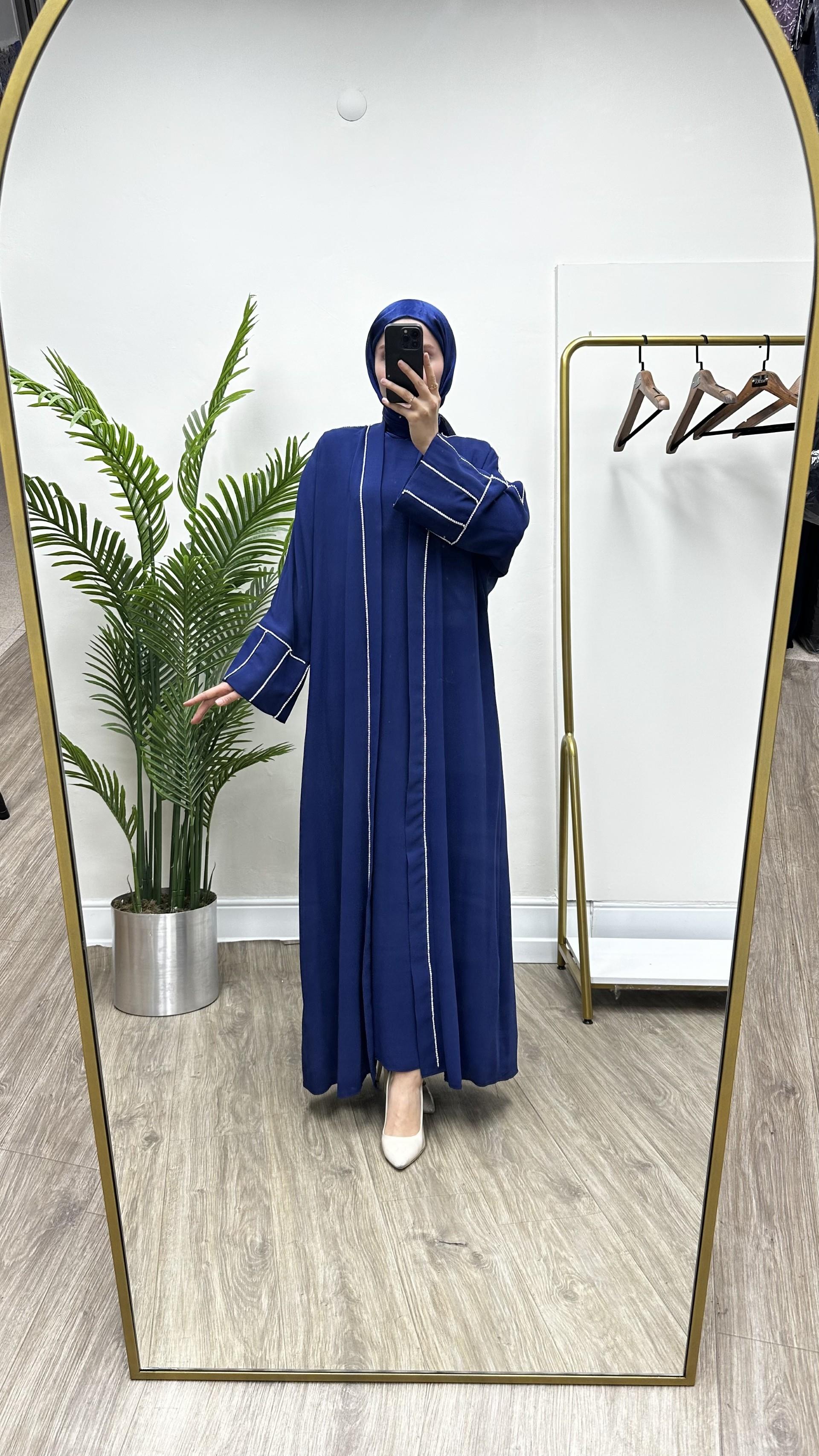 Taş Şerit Detaylı Abaya Elbise