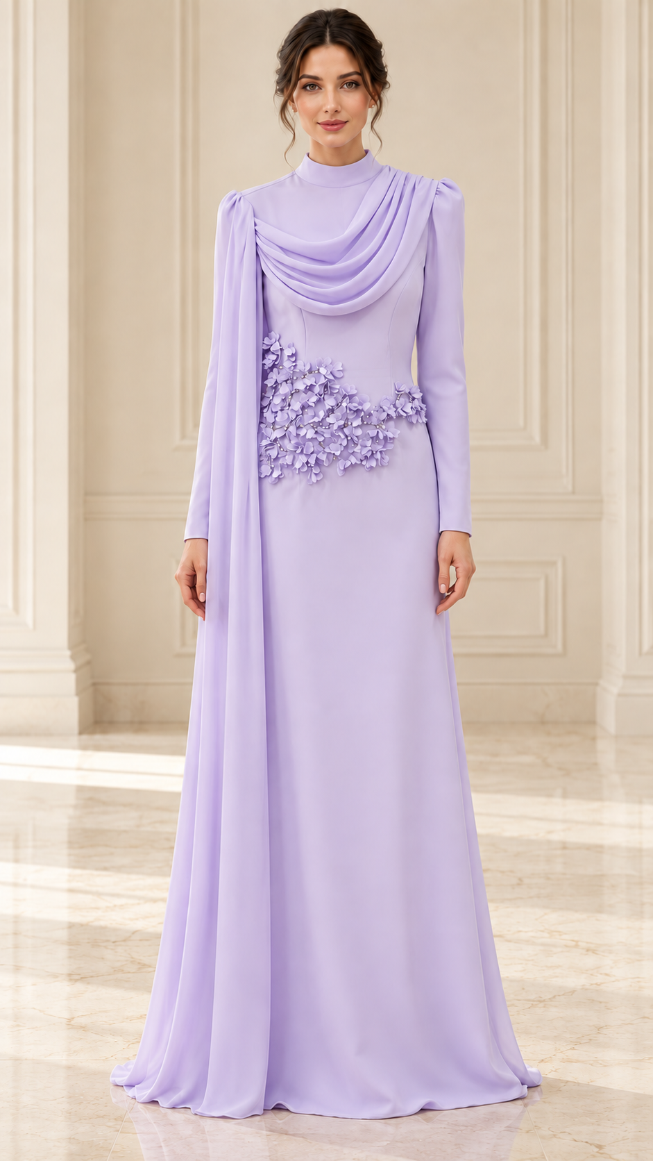 Arzu Çiçek Detaylı Tesettür Abiye Elbise