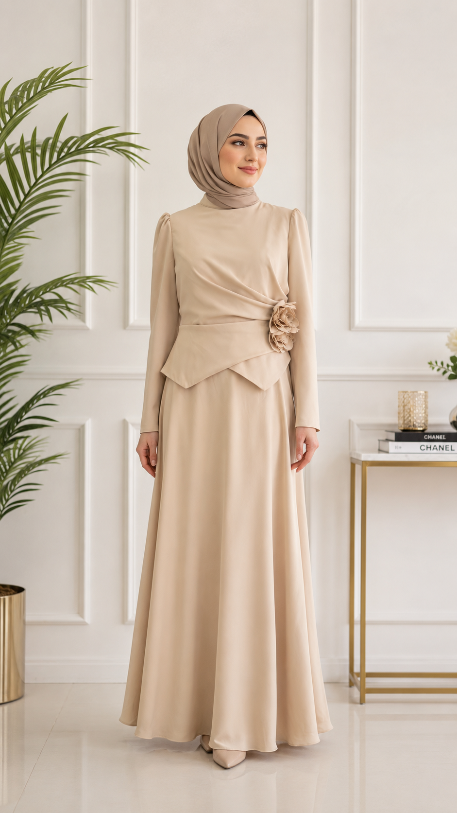 Elif Gül Detaylı Tesettür Abiye Elbise