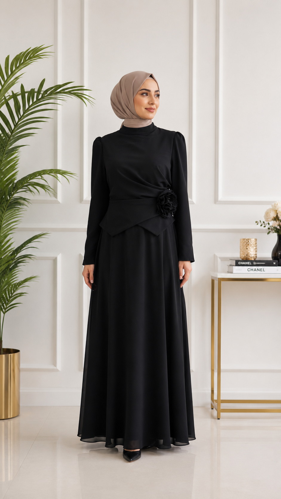 Elif Gül Detaylı Tesettür Abiye Elbise