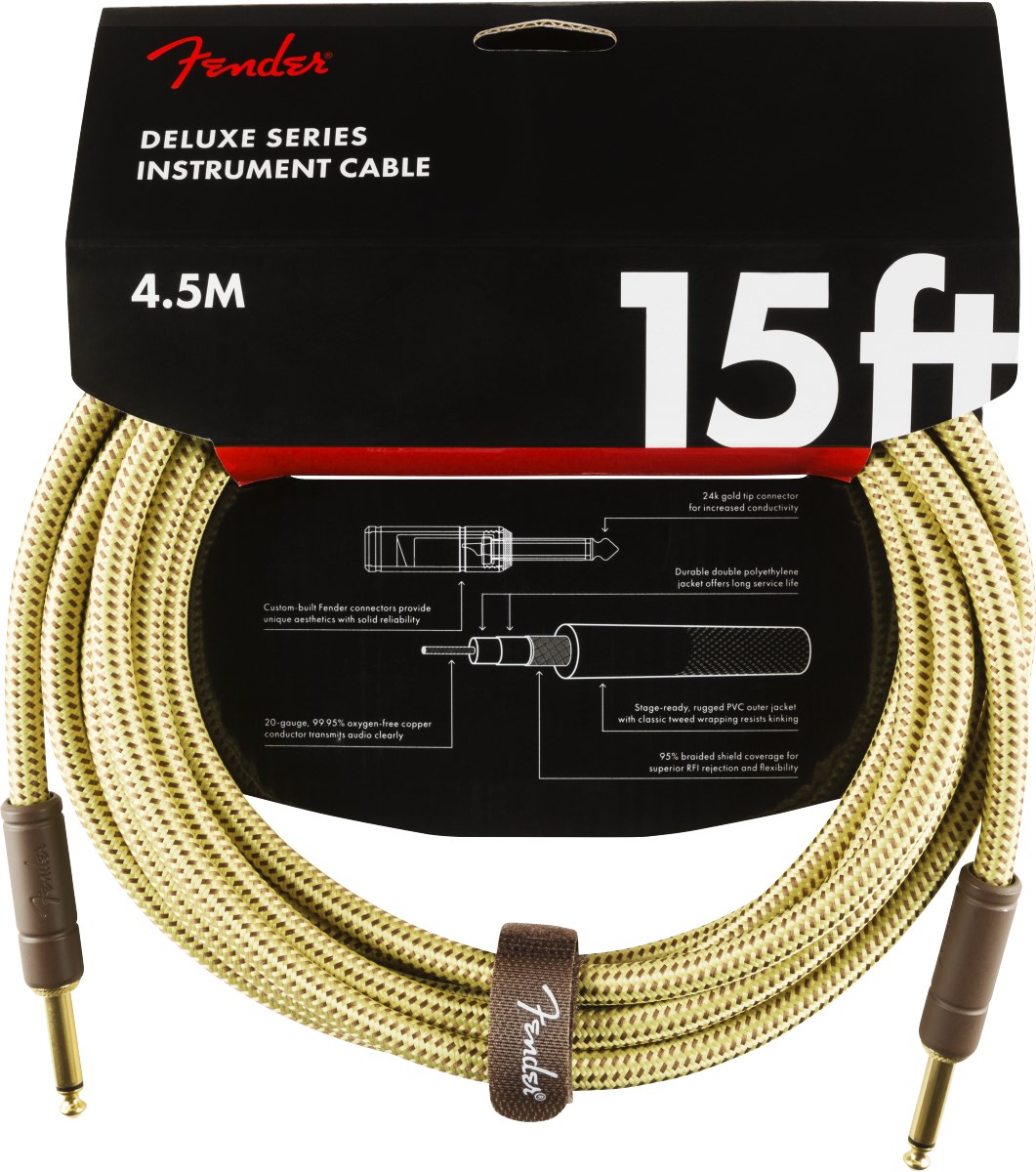 Fender Deluxe Düz/Düz Uçlu 4m Tweed Enstrüman Kablosu