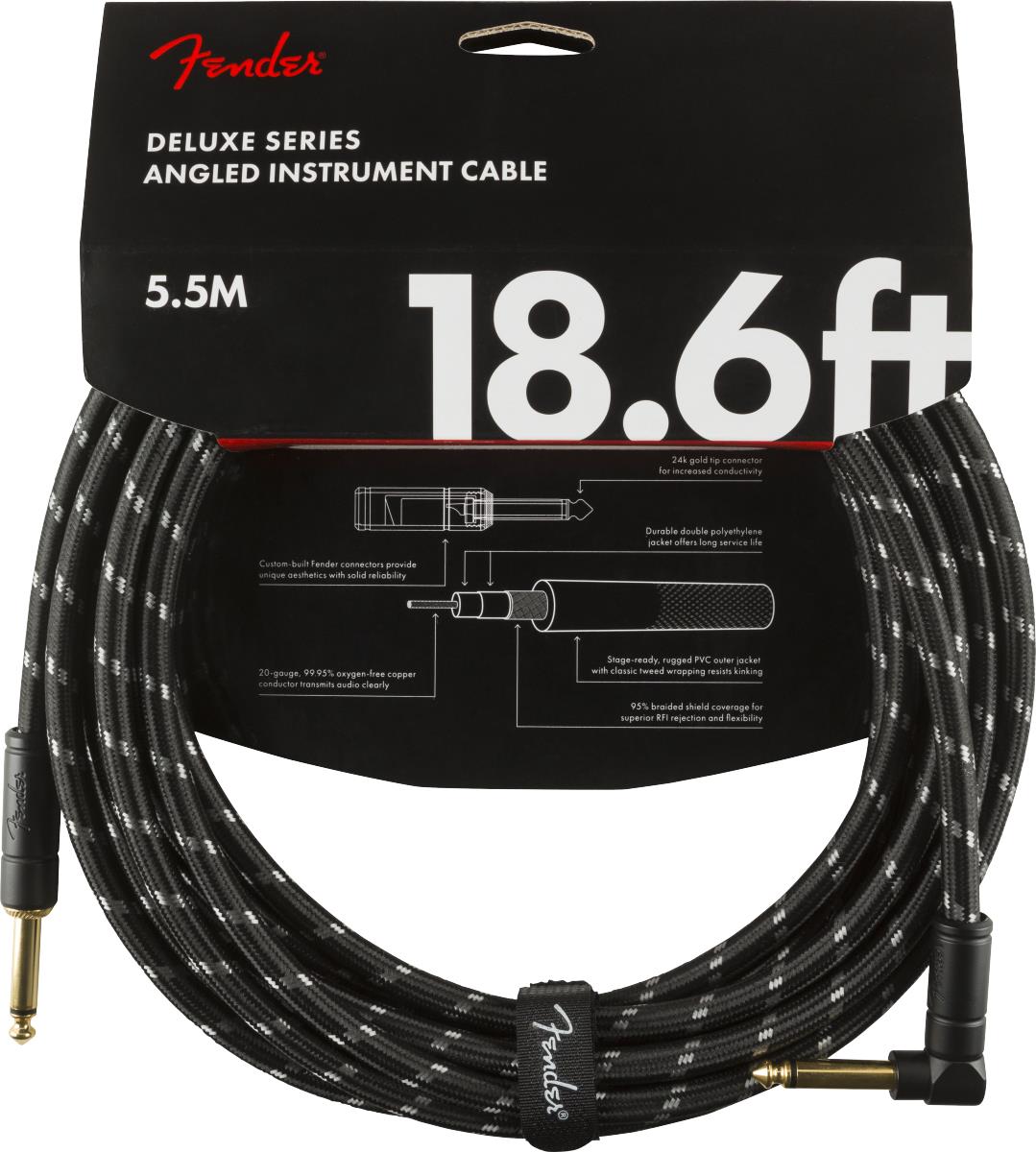 Fender Deluxe Düz/L Uçlu 5m Siyah Tweed Enstrüman Kablosu