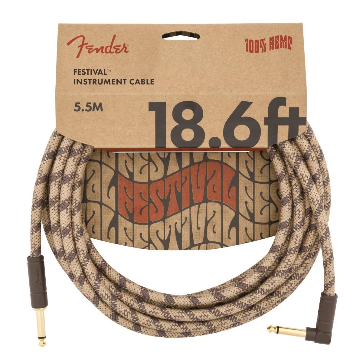 Fender Festival Düz/L Uçlu 5m Pure Hemp Brown Stripe Enstrüman Kablosu