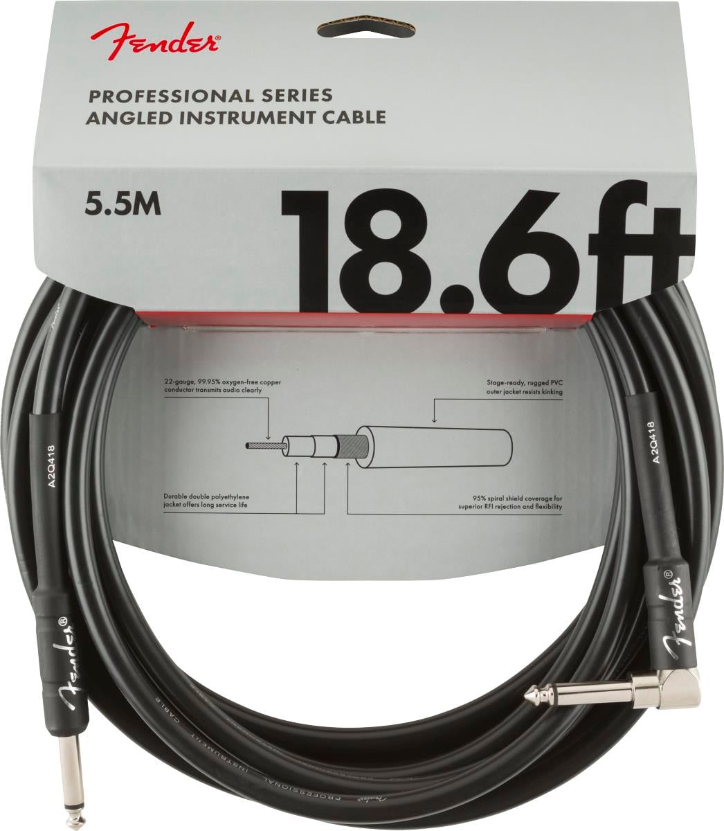 Fender Professional Düz/L Uçlu 5m Siyah Enstrüman Kablosu