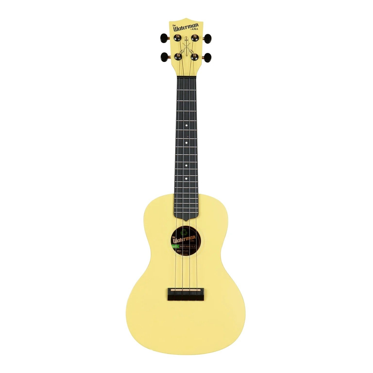 Kala Waterman Recycled Concert Ukulele (Starlight Yellow - Glow In The Dark)