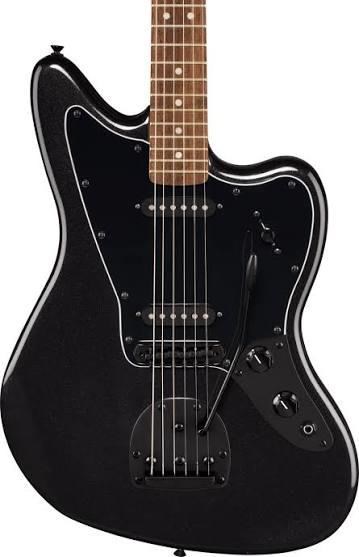 Squier Limited Edition Affinity Jaguar Black PG Black Hardware Match Headstock Metallic Black Elektro Gitar