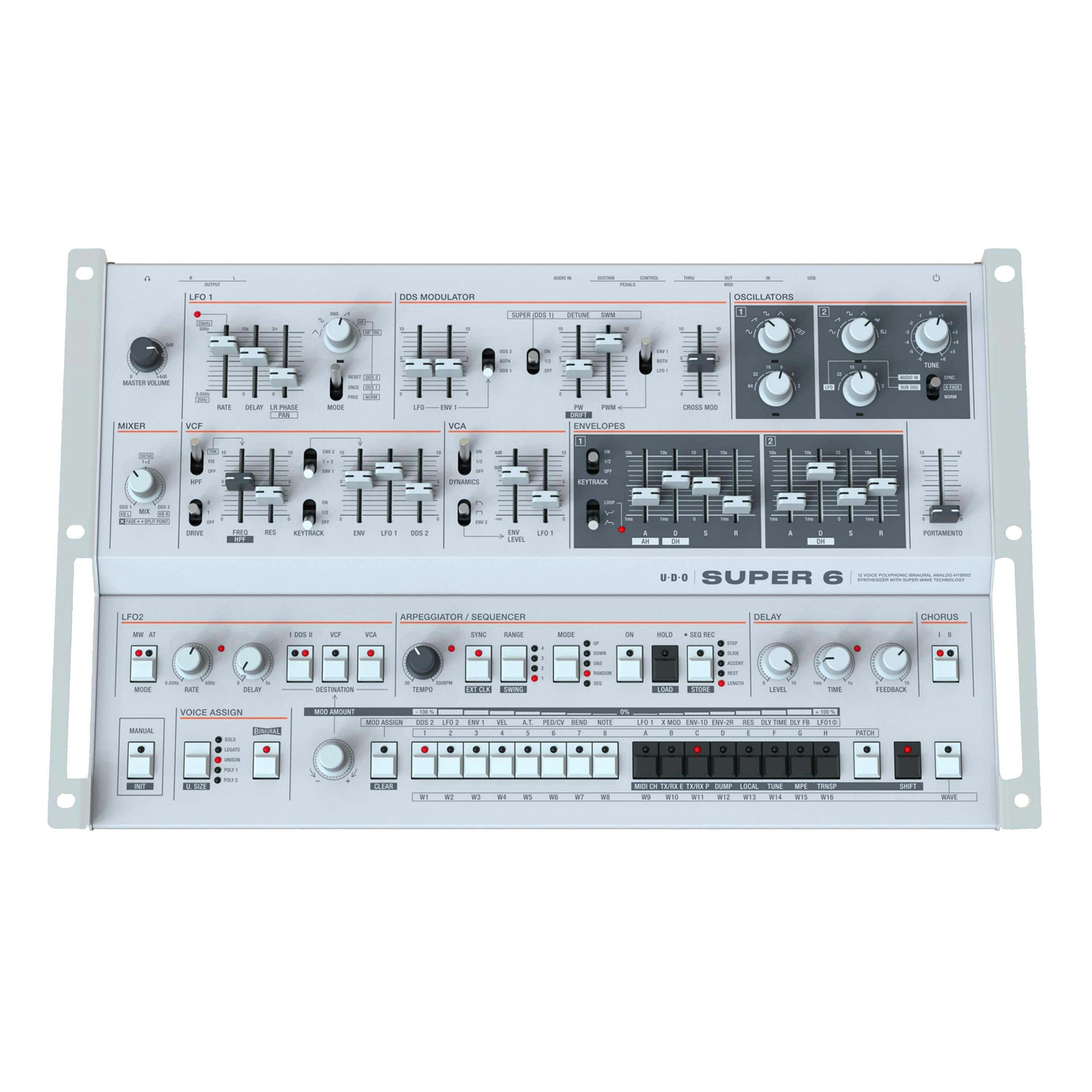 UDO Audio Super 6 Desktop Analog Hibrit Masaüstü Synthesizer (Beyaz)