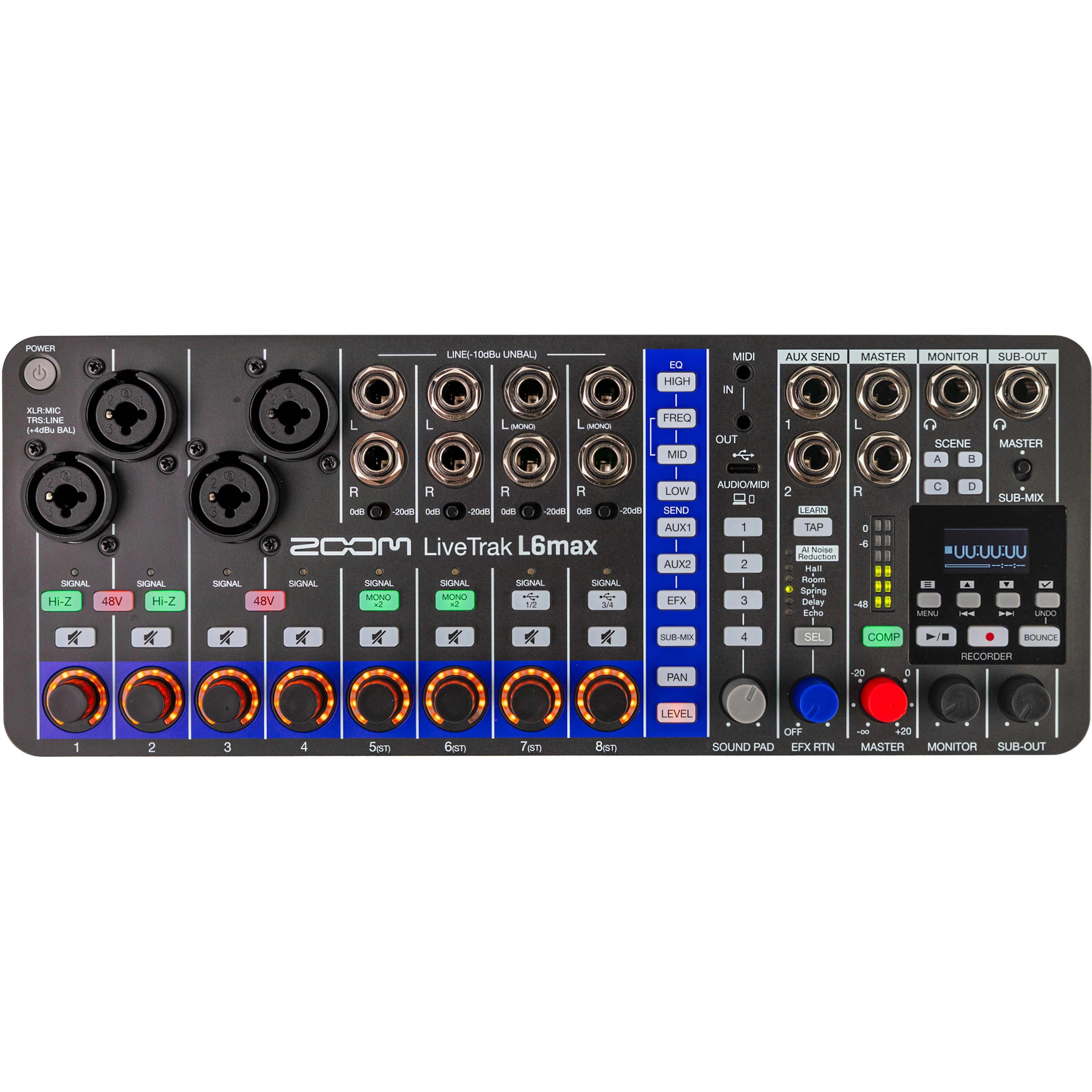 Zoom LiveTrak L6max 12 Kanallı Mixer & Multitrack Kayıt Cihazı