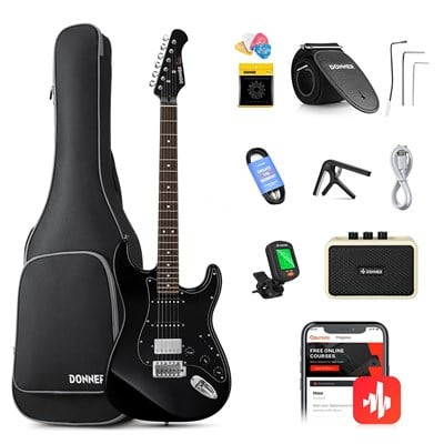Donner DST Seeker Deluxe Amfili Elektro Gitar Seti (Siyah)