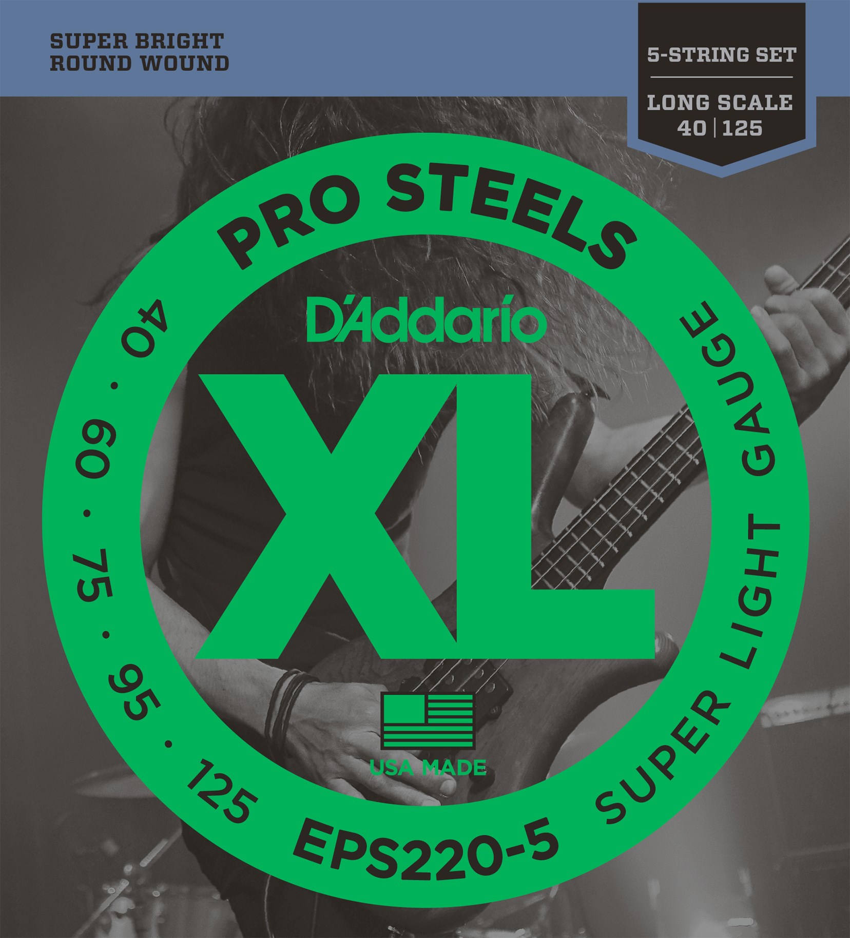 DADDARIO EPS220-5 BASS GİTAR TEL SETİ, 5 TELLİ, XL, 40-95, LONG SCALE
