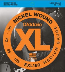 DADDARIO EXL160 BASS GİTAR TEL SETİ, XL, 50-105, LONG SCALE, NICKEL