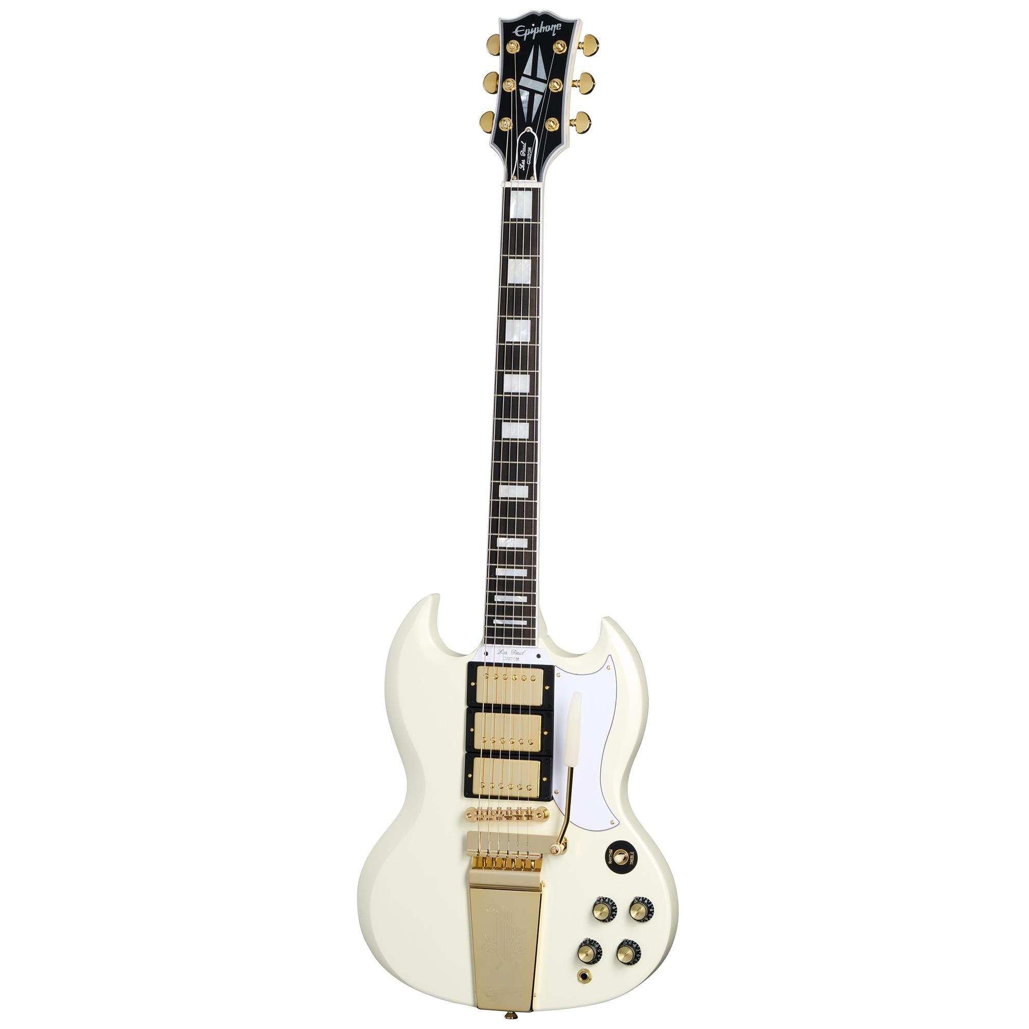 Epiphone 1963 Les Paul SG Custom Maestro Vibrola Elektro Gitar (Classic White)
