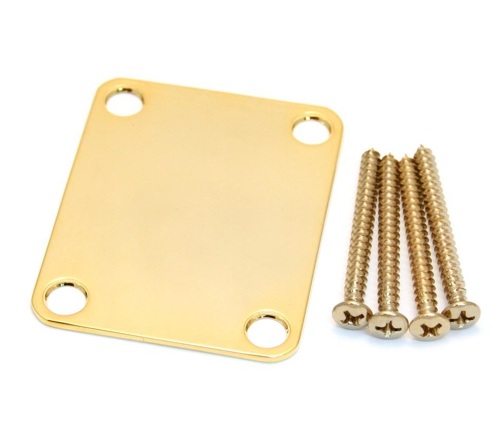 Fender 4-Bolt Vintage Neck Plate Plain No Serial Number or Logo Gold Gitar Yedek Parça
