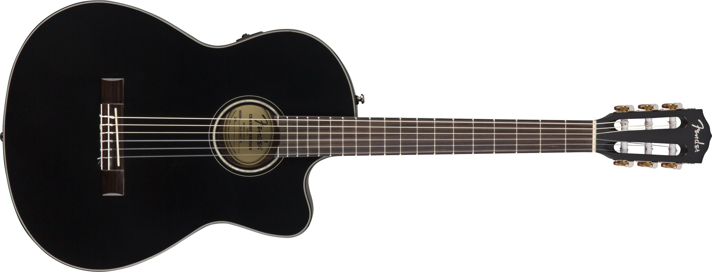 Fender CN-140SCE Nylon Thinline Black Elektro Klasik Gitar