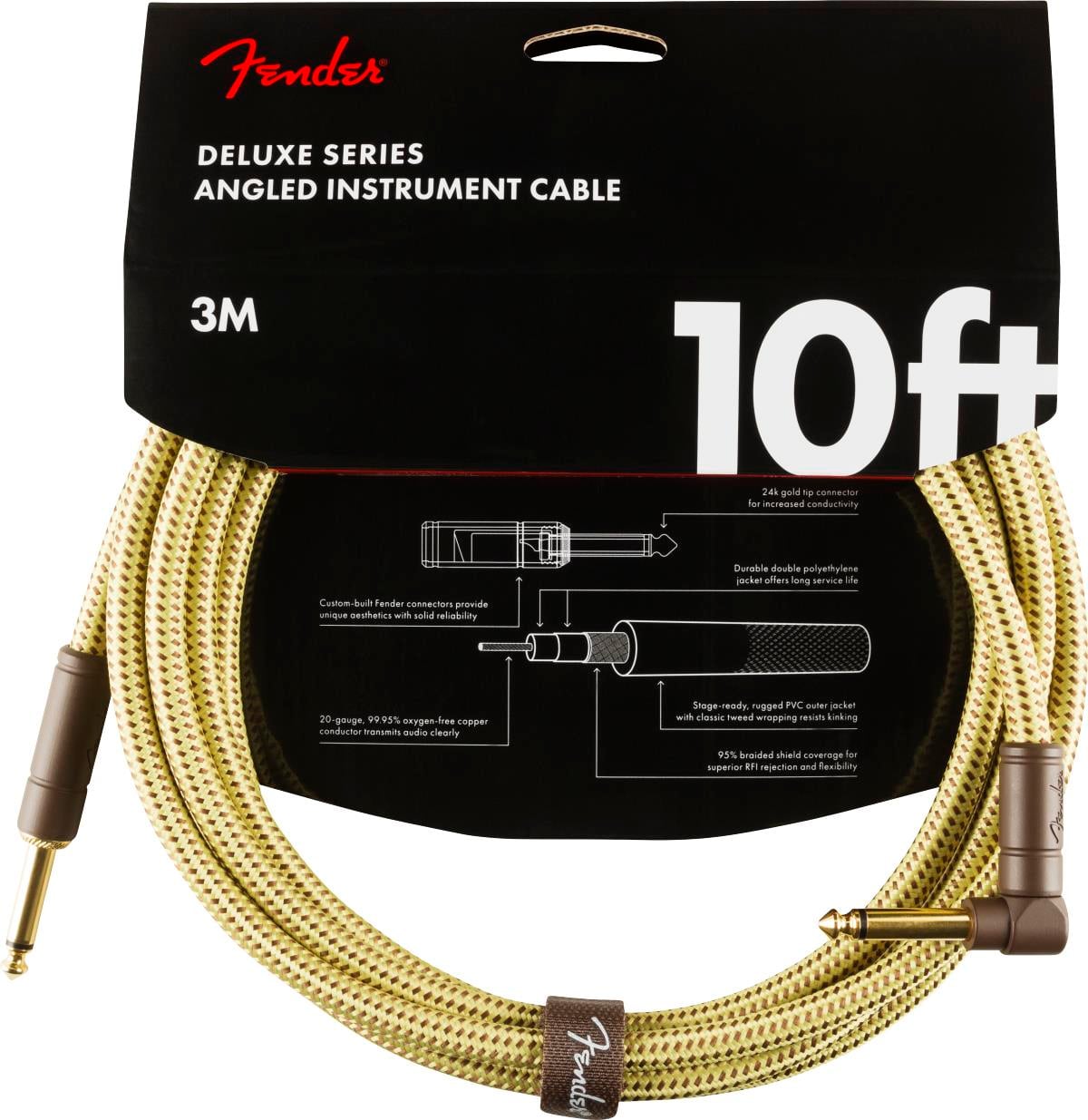 Fender Deluxe Düz/L Uçlu 3m Tweed Enstrüman Kablosu