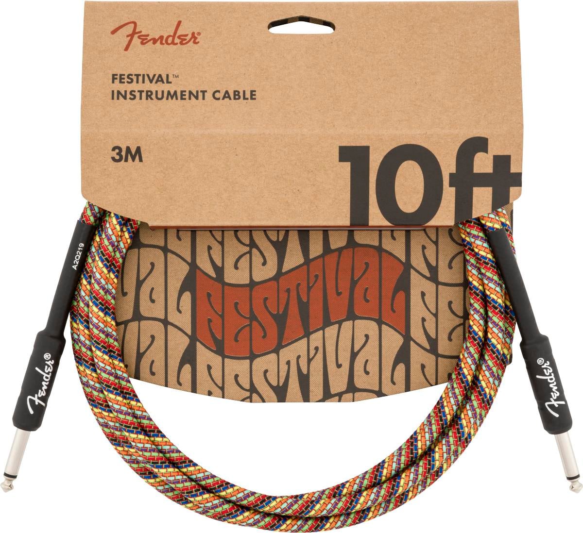 Fender Festival Düz/Düz Uçlu 3m Pure Hemp Rainbow Enstrüman Kablosu