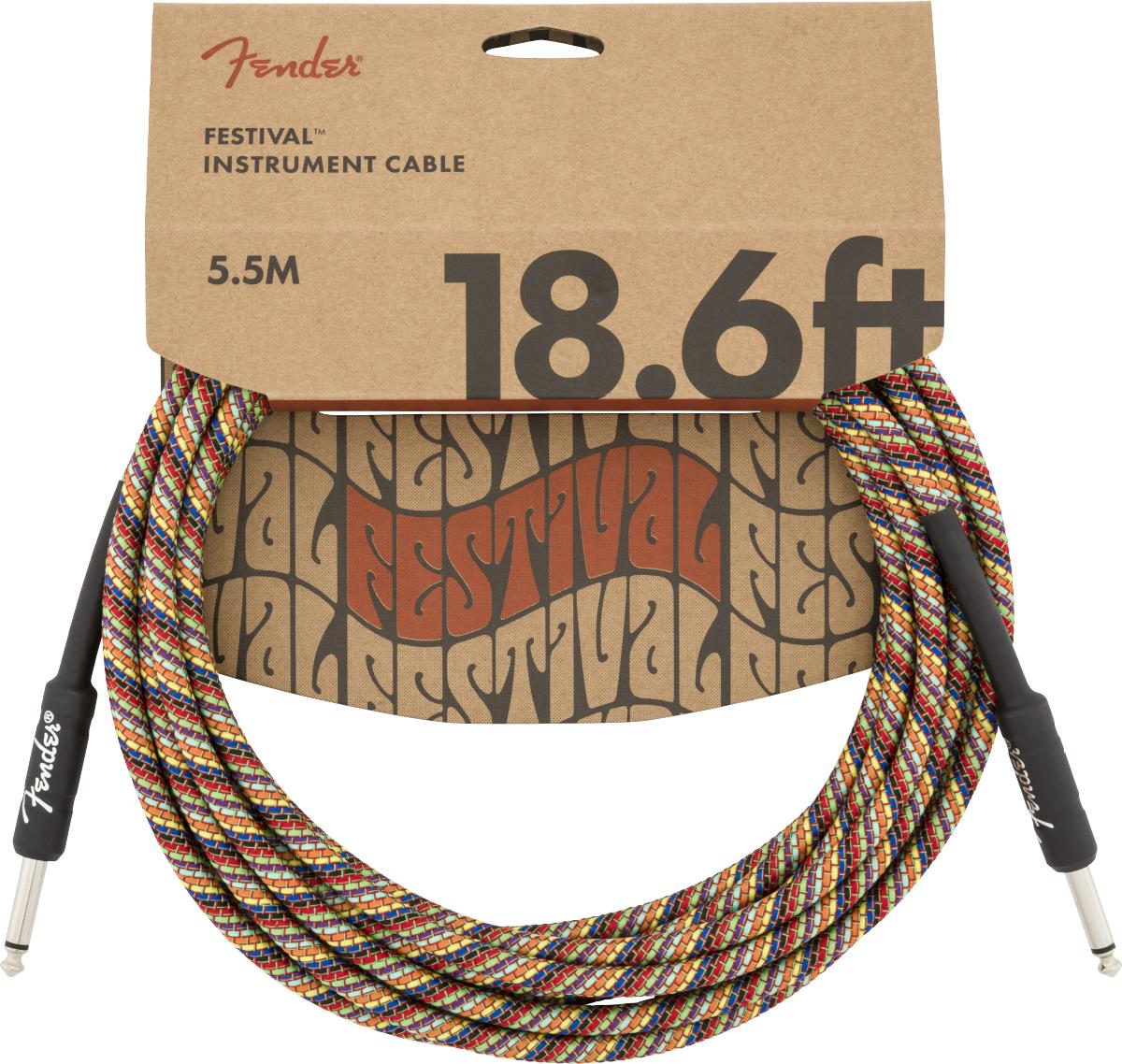 Fender Festival Düz/Düz Uçlu 5m Pure Hemp Rainbow Enstrüman Kablosu