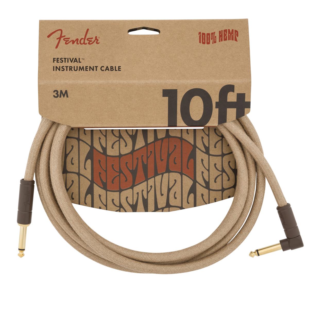 Fender Festival Düz/L Uçlu 3m Pure Hemp Natural Enstrüman Kablosu