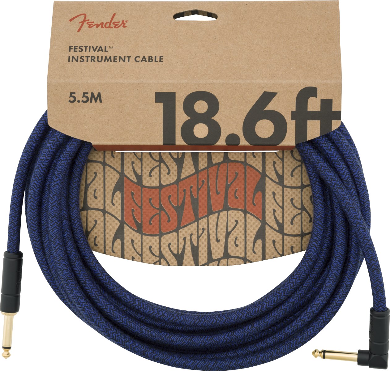 Fender Festival Düz/L Uçlu 5m Pure Hemp Mavi Dream Enstrüman Kablosu