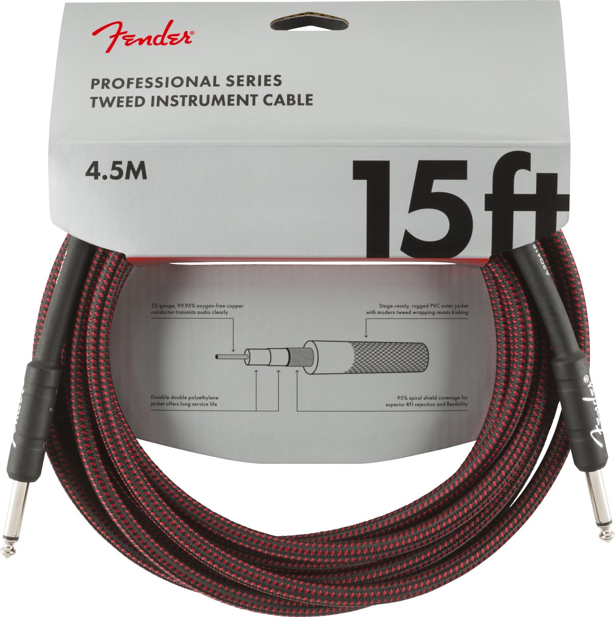 Fender Professional 4m Kırmızı Tweed Enstrüman Kablosu