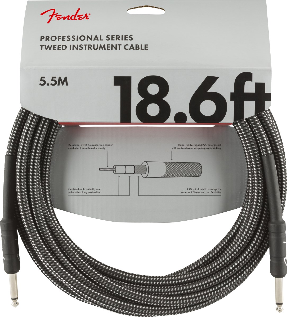 Fender Professional 5m Gri Tweed Enstrüman Kablosu