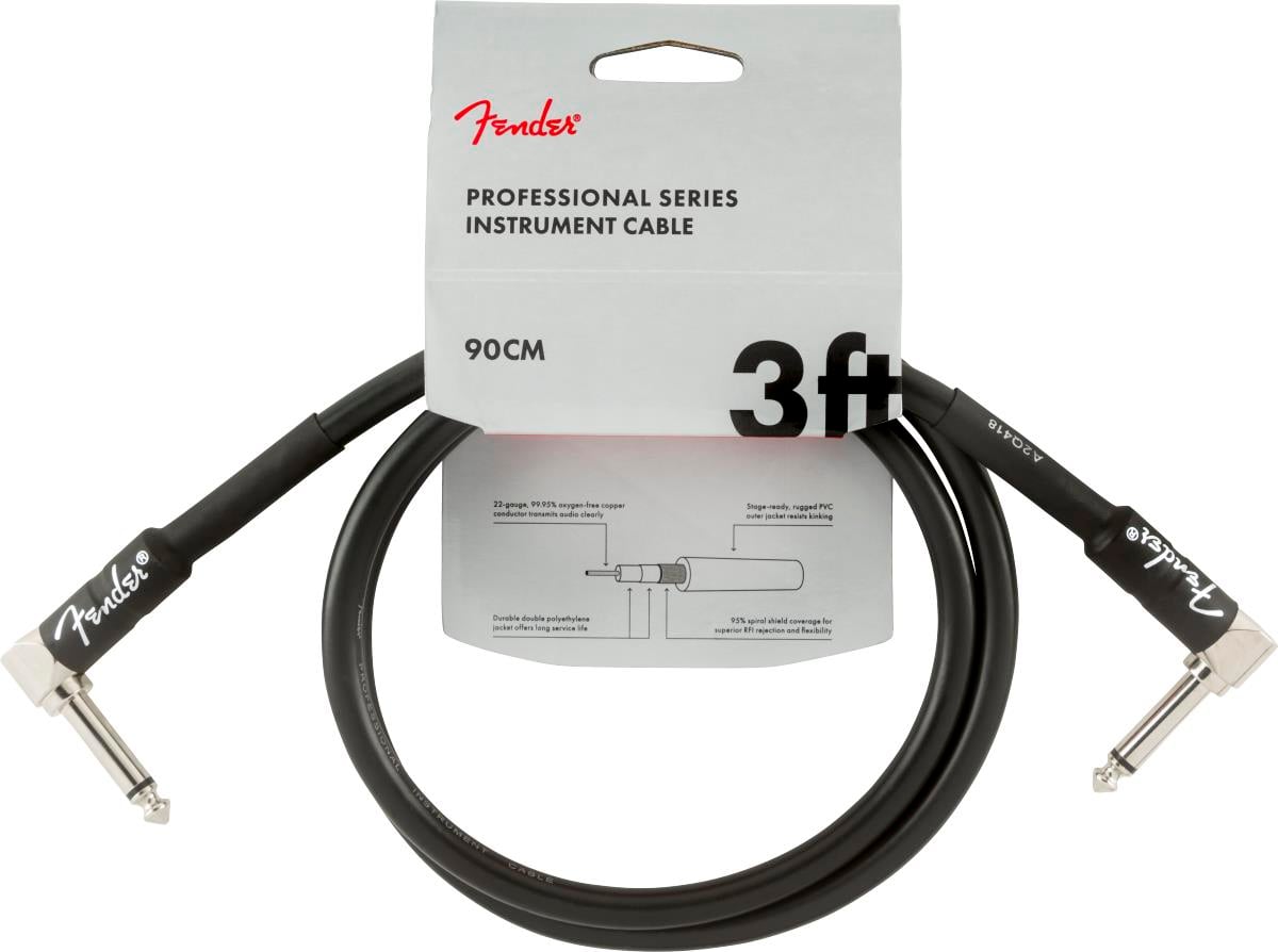 Fender Professional L/L Uçlu 90cm Siyah Patch Kablosu