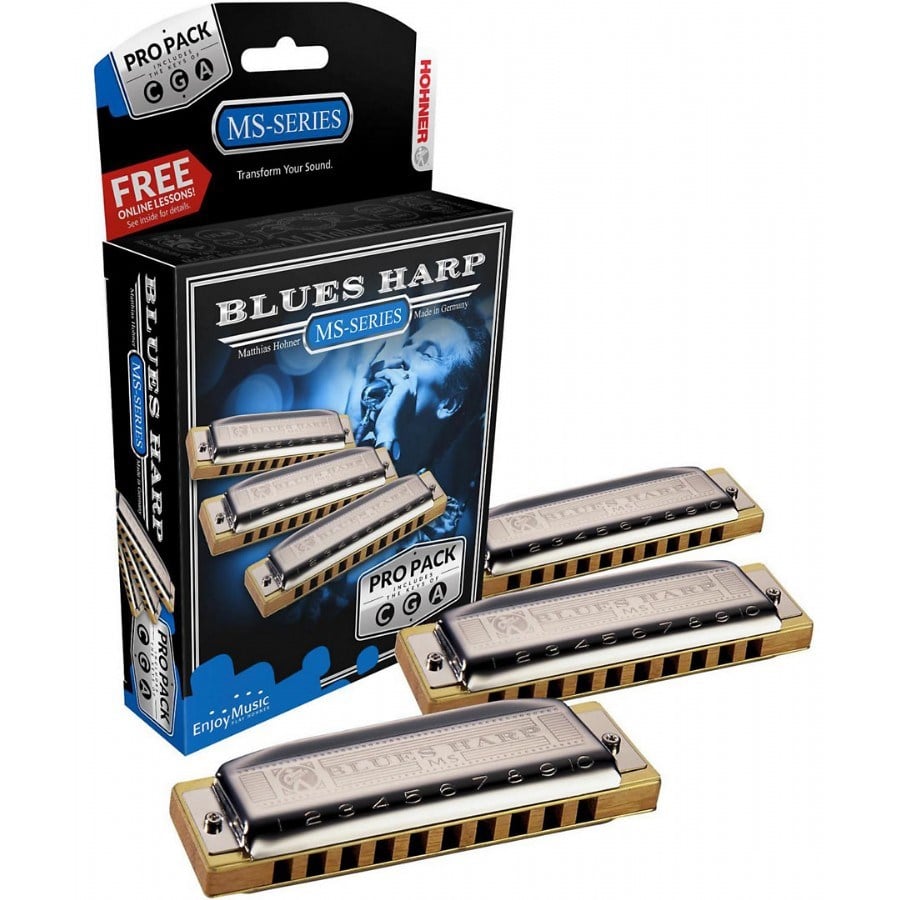 Hohner M5330PP Blues Harp MS Pro Pack Mızıka (A, C ve G)