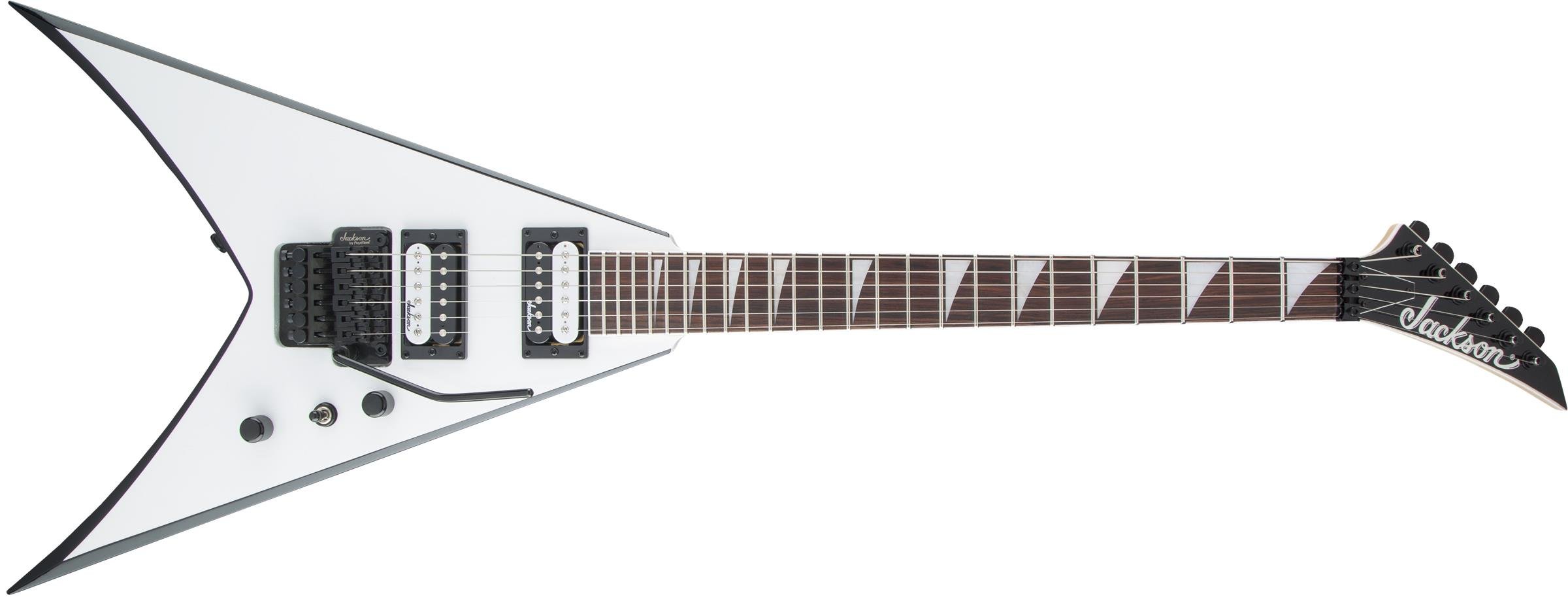 Jackson JS King V JS32 Amaranth Klavye White with Black Bevels Elektro Gitar