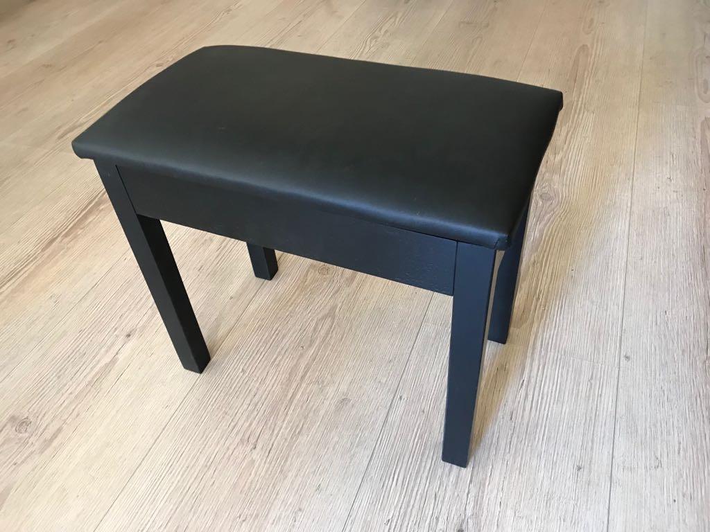 PİYANO TABURESİ 70 CM SİYAH SANDIKLI MASİF AYAKLI