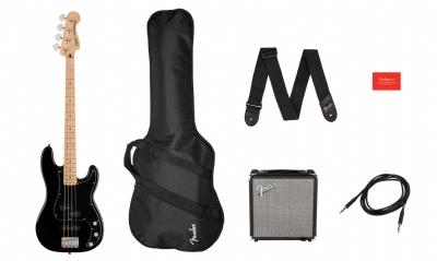 Squier Affinity Precision Bass PJ Akçaağaç Klavye Black Rumble 15 Bas Gitar Seti