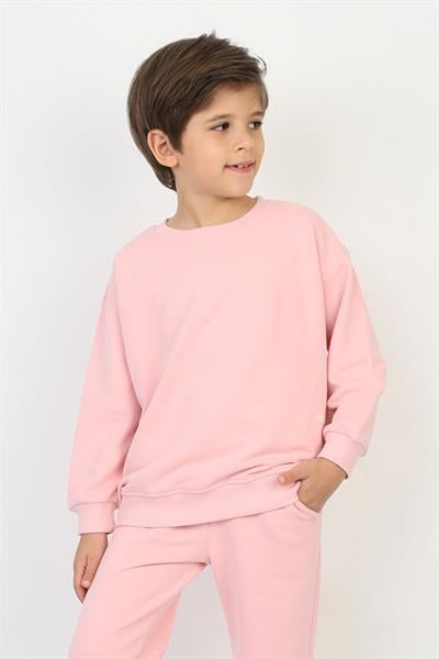 Erkek Çocuk Bisiklet Yaka Pembe Sweatshırt (2-7 Yaş)