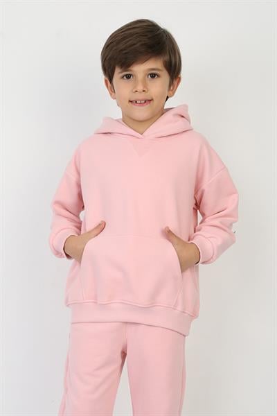 Erkek Çocuk Kapüşonlu Pembe Sweatshırt (2-7 Yaş)