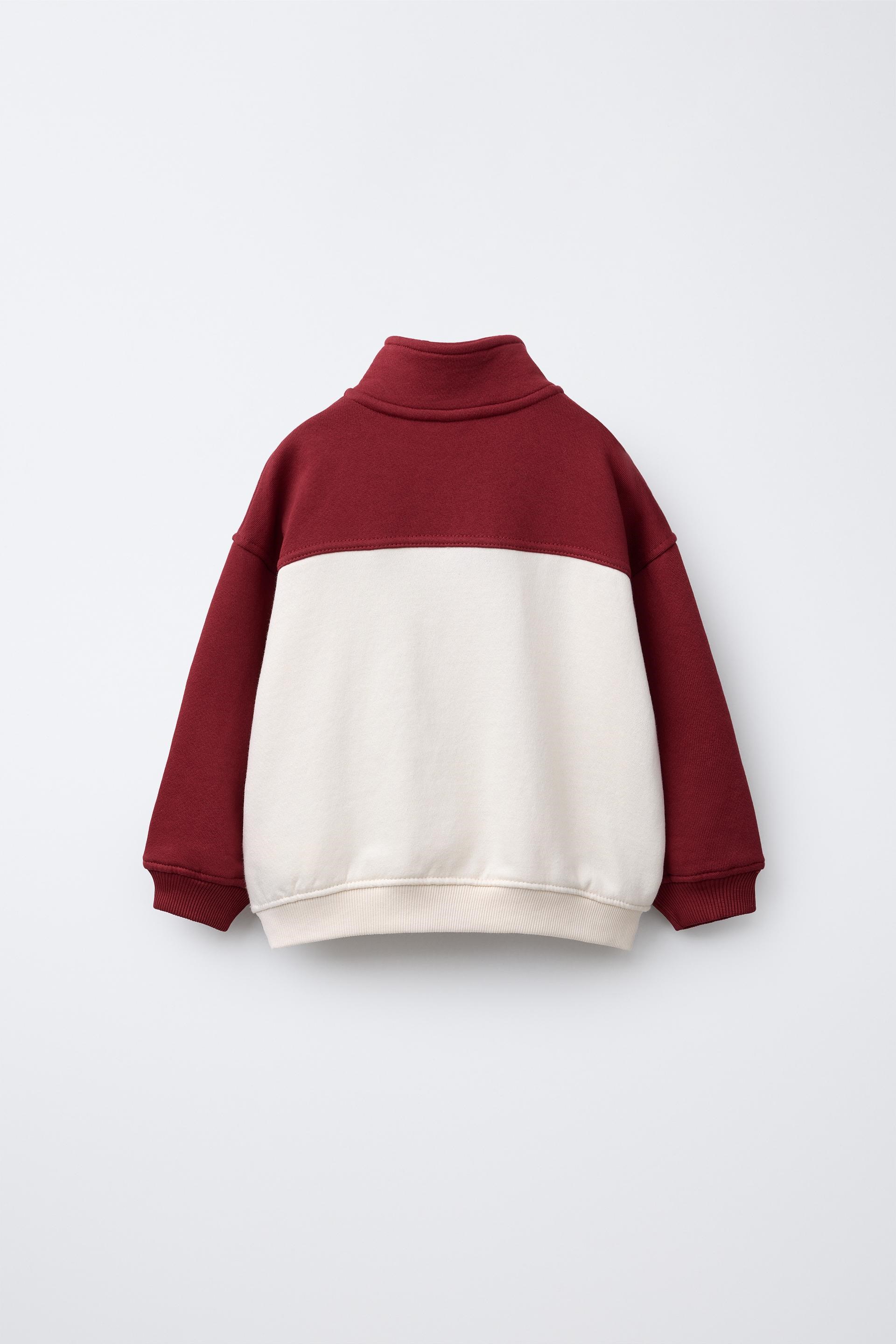 Çocuk Baskılı Bordo Ekru Fermuarlı Sweatshirt ve Eşofman Altı Takımı