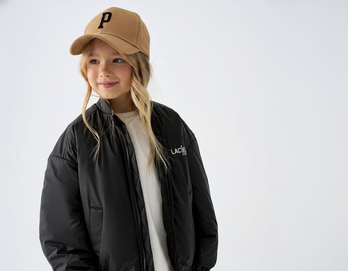 Unisex Çocuk Siyah Bomber Mont – Fermuarlı, Cepli, Rahat Kesim