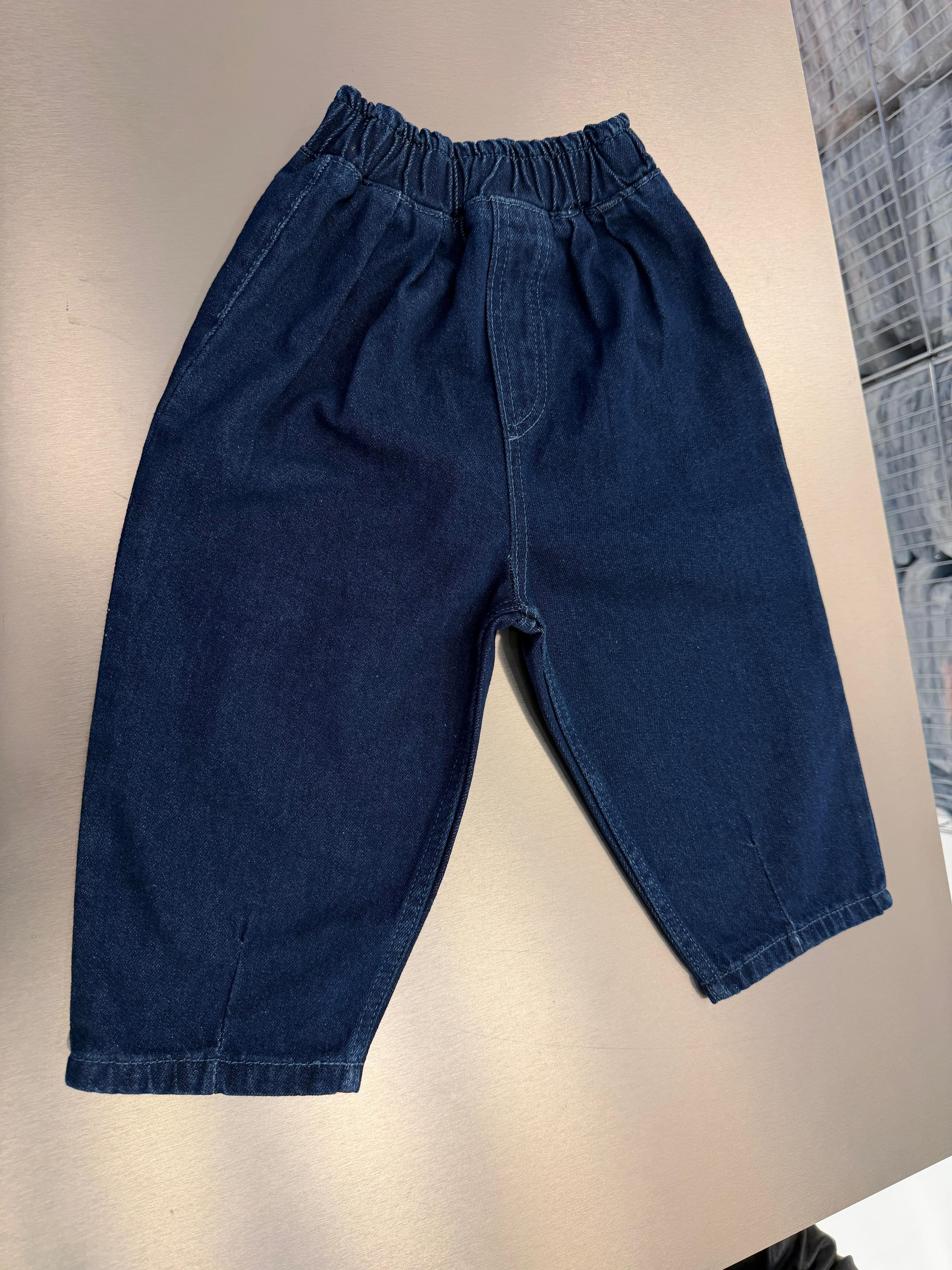 Unisex Çocuk Pamuklu Koyu Lacivert Denim Pantolon