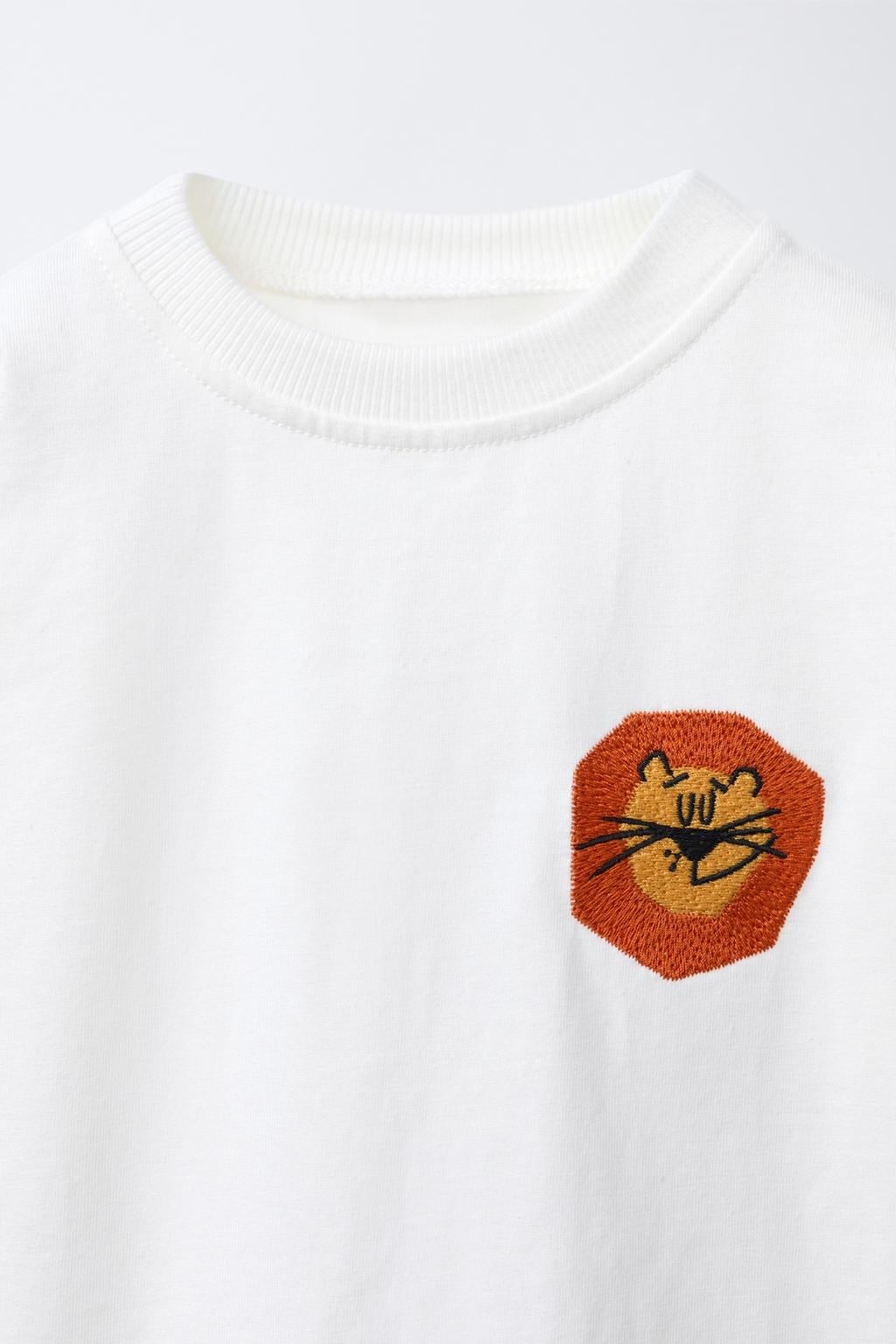 Unisex Çocuk Pamuklu Beyaz Aslan Temalı T-Shirt Şort Takım - Desenli Yazlık 2li Set