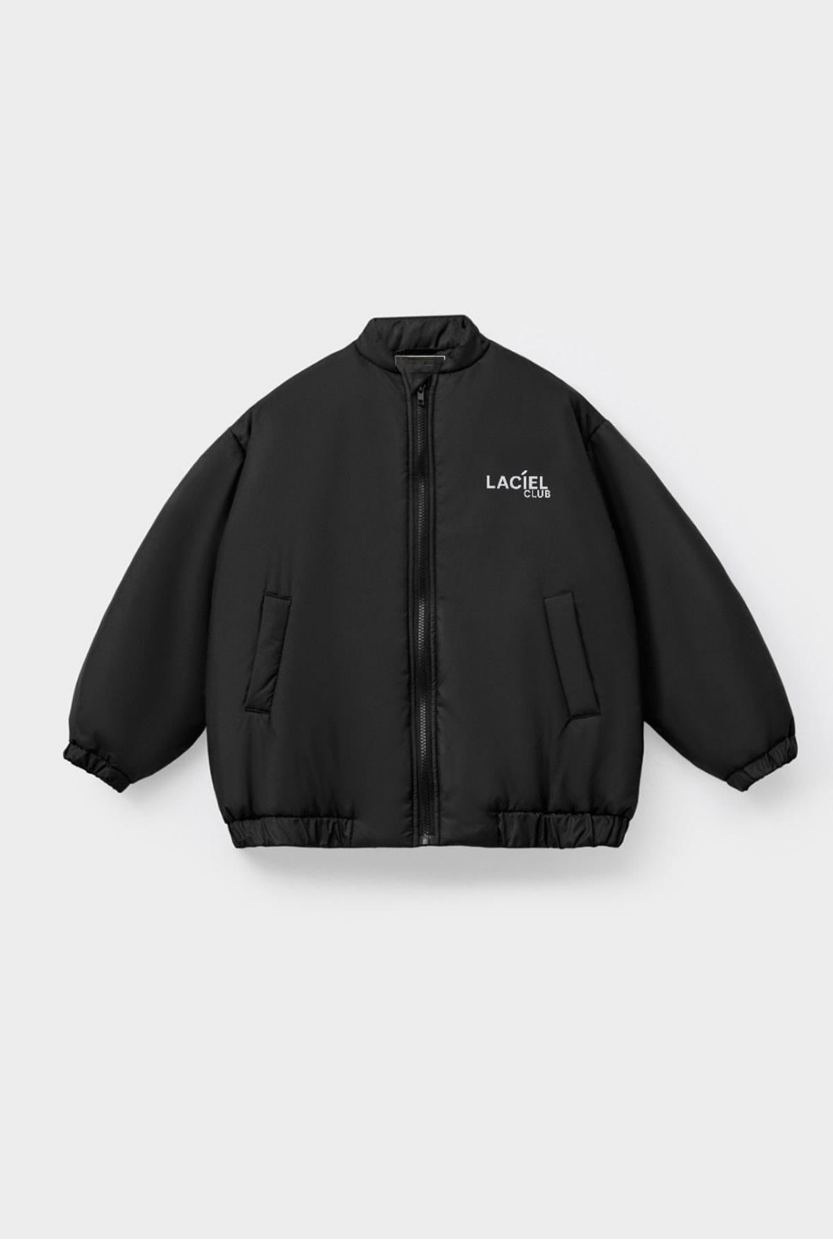 Unisex Çocuk Siyah Bomber Mont – Fermuarlı, Cepli, Rahat Kesim