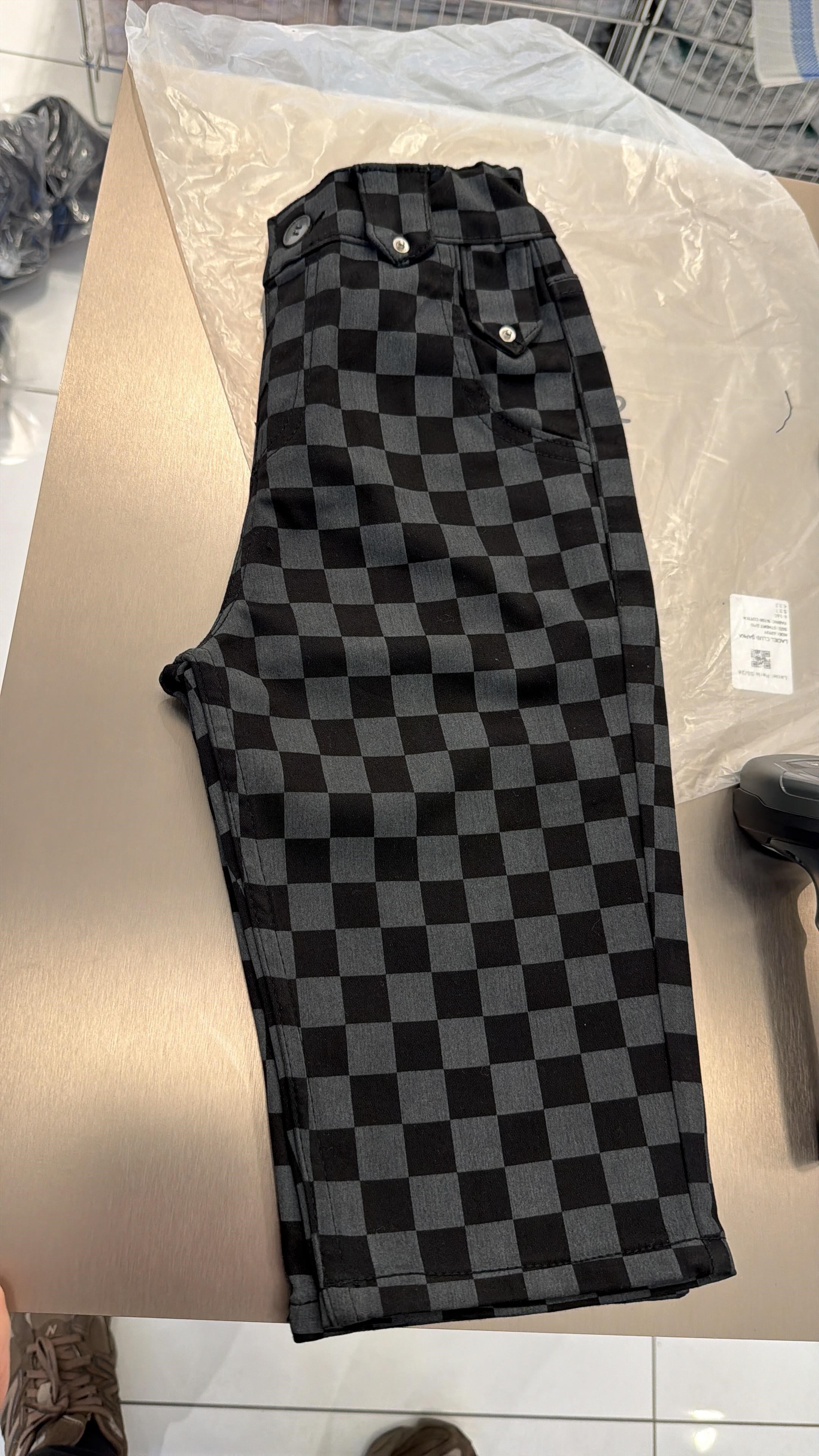 Erkek Çocuk Oversize Kare Desenli Pantolon