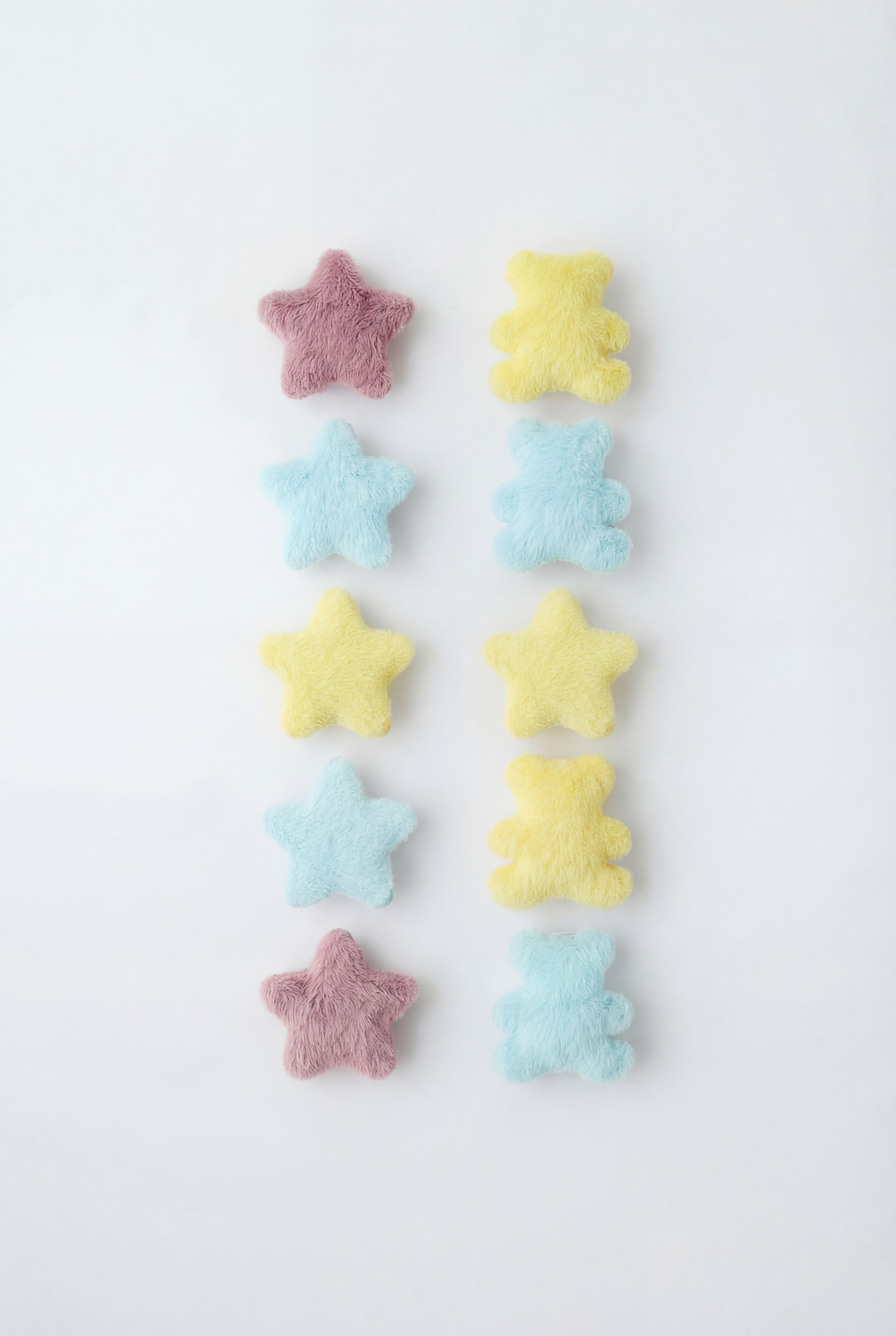 Kız Çocuk Pastel Peluş Yıldız ve Ayıcık Figürlü 10lu Toka Seti