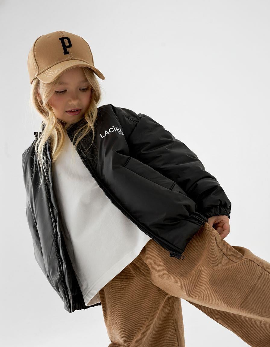 Unisex Çocuk Siyah Bomber Mont – Fermuarlı, Cepli, Rahat Kesim
