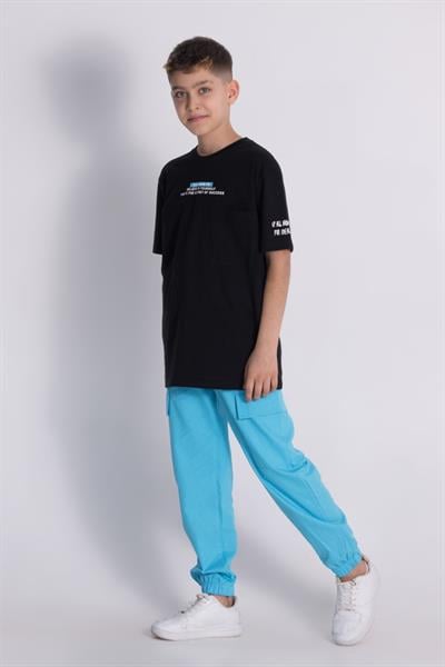 Erkek Çocuk Oversize Baskılı Tişört & Kargo Pantolon Takımı - Rahat & Şık Kombin